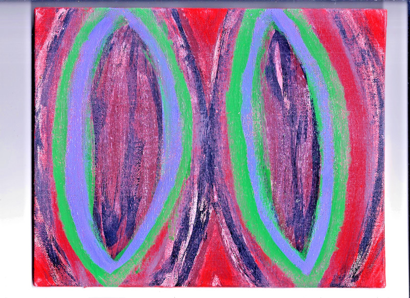 TWINS IN ECSTACY - Painting 10X8 OOAK Abstract Dada Surrealism