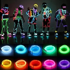 1/2/3/5M Neon LED String Lights Battery Operated Glow EL Wire Strip Party DIY UK