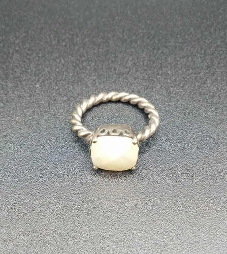 Vintage Sterling Silver & Faceted MOP Rope Band Size 8 Southwest Style