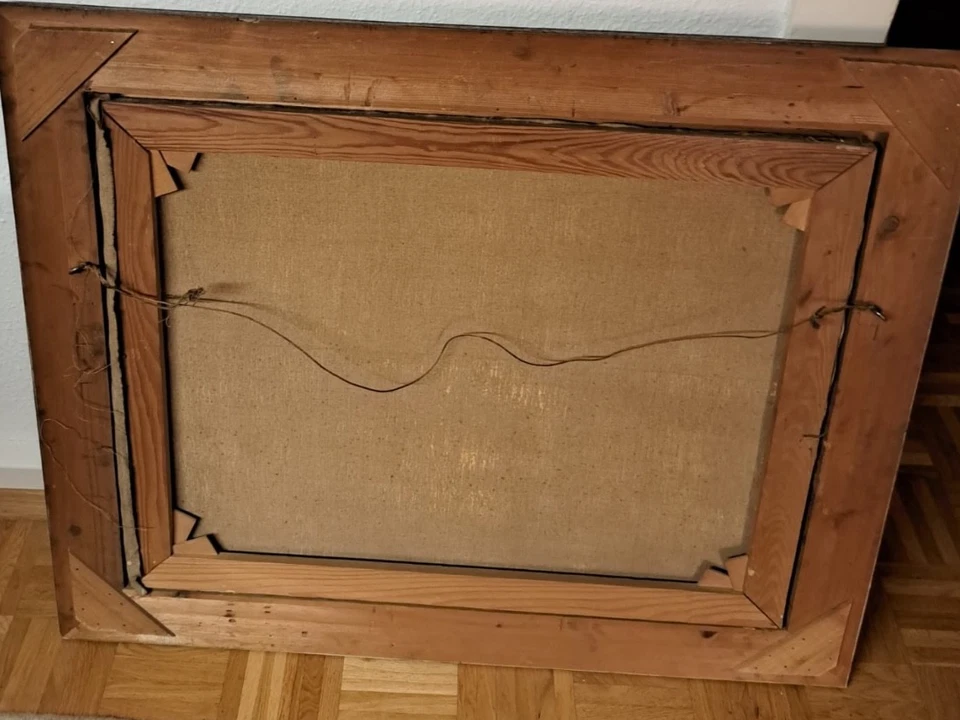 ÖL bild "Wachholderwiese in der Eifel", ca1920, Maler Eduard Kintrup, Düsseldorf - Bild 4 von 4