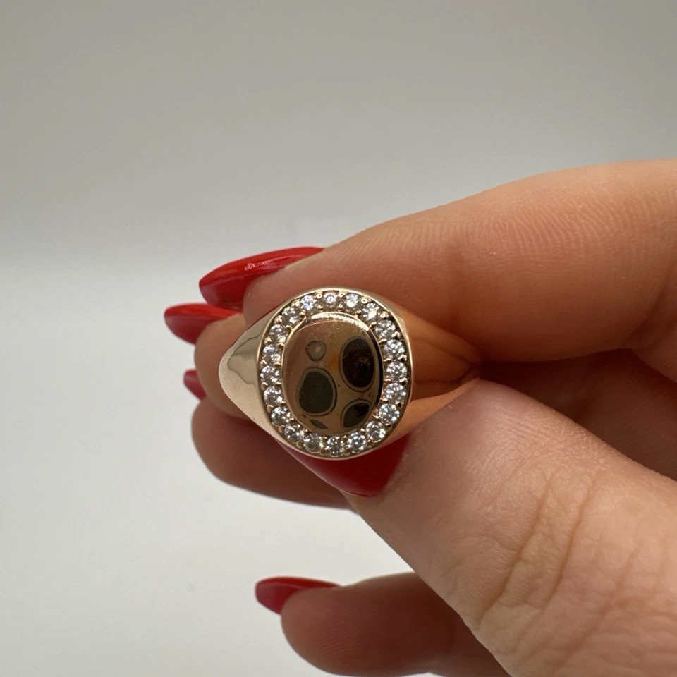 Anillo de sello de oro laminado de 14 quilates - Talla P 1/2 Reino Unido - Marcado 585RG - Estilo unisex Foto 2 de 4