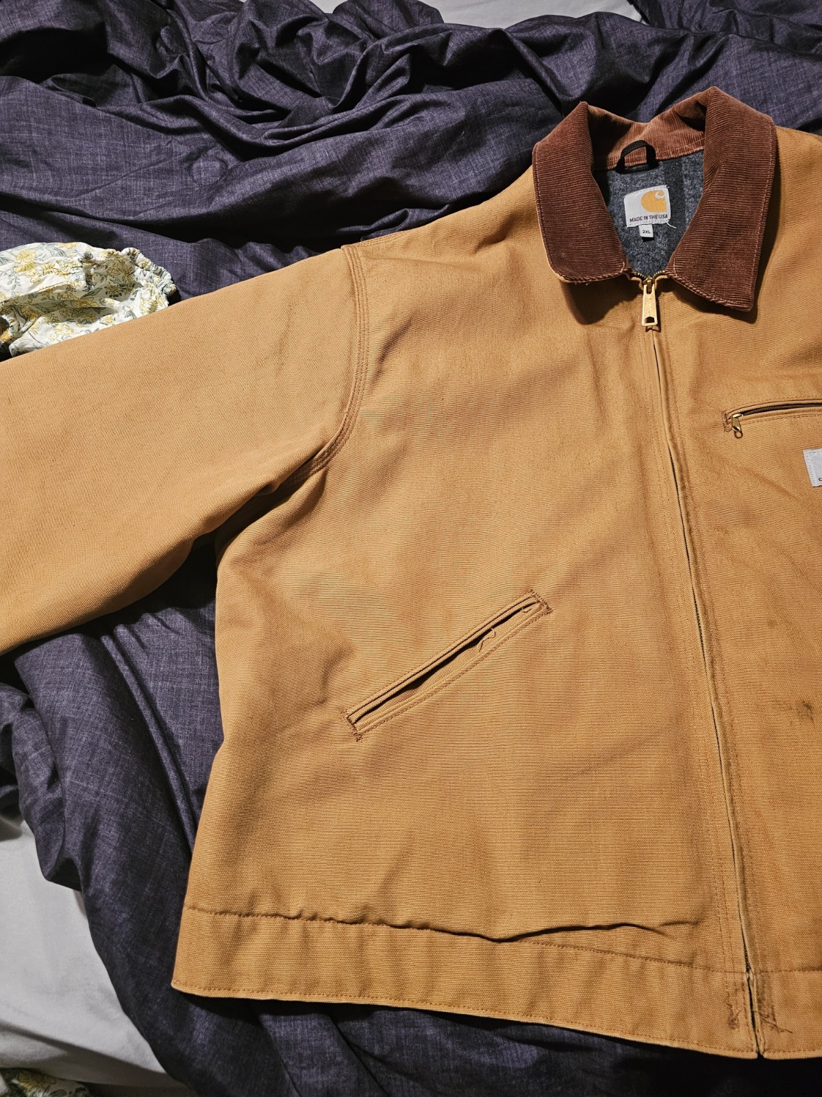 Carhartt -Men's Vtg Detroit Jacket Tan J001-BRN Blanket - Size 2 XL Interstellar image 7