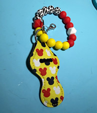 Beaded Silicone Wristlet Keyring w/ Lobster Clasp, Red/Yellow/Black/White