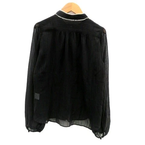 Camicia a righe trasparenti Q-heart blusa stand colletto manica lunga nera M 38 - Immagine 2 di 4