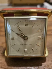 Vintage Westlox Travel Alarm Clock in Hard Red Case Tested & Works 