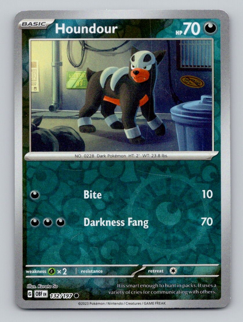 Houndour 132/197 Common Obsidian Flames Pokemon Reverse Holo Near Mint