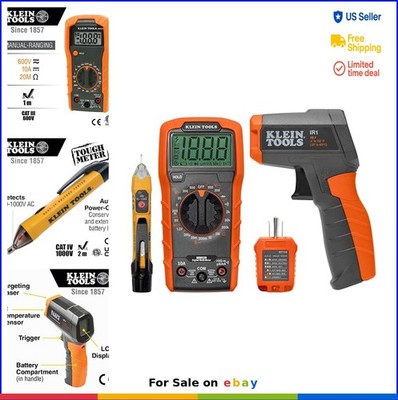 Electrical Test Kit 4 Piece Multimeter Voltage Tester Thermometer Receptacle Tes