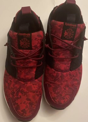 Reebok Sneakers Mens 7  Women 9 Merlot Riot Red Black Gym Fitness Athletic Shoes
