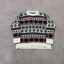 Vintage Knitted Jumper abstract patterned knit sweater Women's M 12-14 