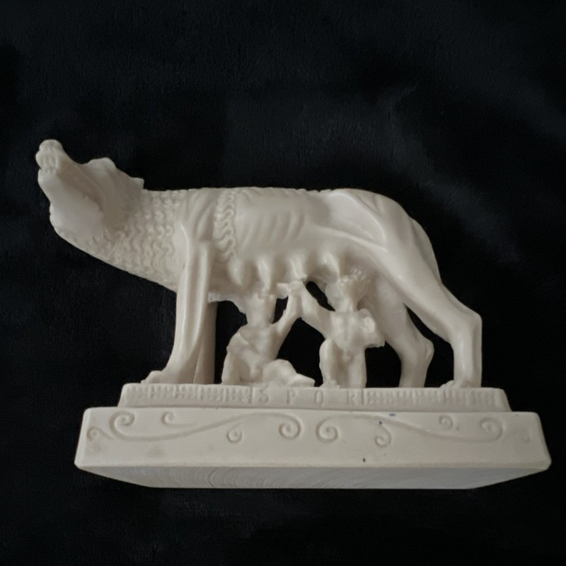 Vintage Capitoline Rome Wolf Statue (Romulus and Remus with She-Wolf) “SPOR”