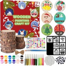 Natural Wood Slices for Crafts, 20 Pcs 3-4 Inch Unfinished Wooden Circles wit...