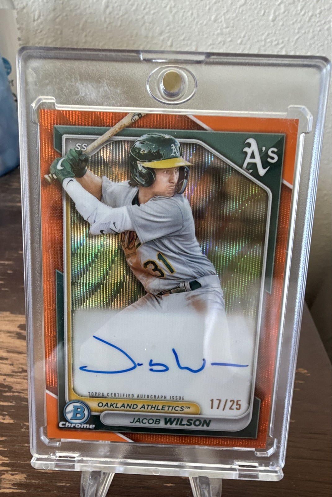 Jacob Wilson 2024 Bowman - Chrome Auto #CPA-JWI Hta Orange Wave Refractor /25