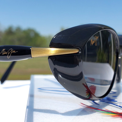 **RARE+PERFECT** Maui Jim ''CABANA'' 147-02 Gloss Black+Gold Frames/ Grey Lenses!!