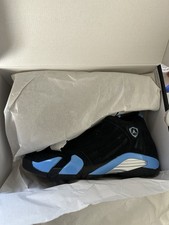 Taglia 11 Nike Air Jordan 14 Retro Nero University Blu UNC 487471-007 Nuove 2026