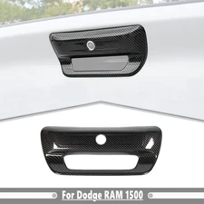 For 2019-2025 Dodge Ram 1500 Carbon Fiber Style Rear Tailgate Handles Cover Trim