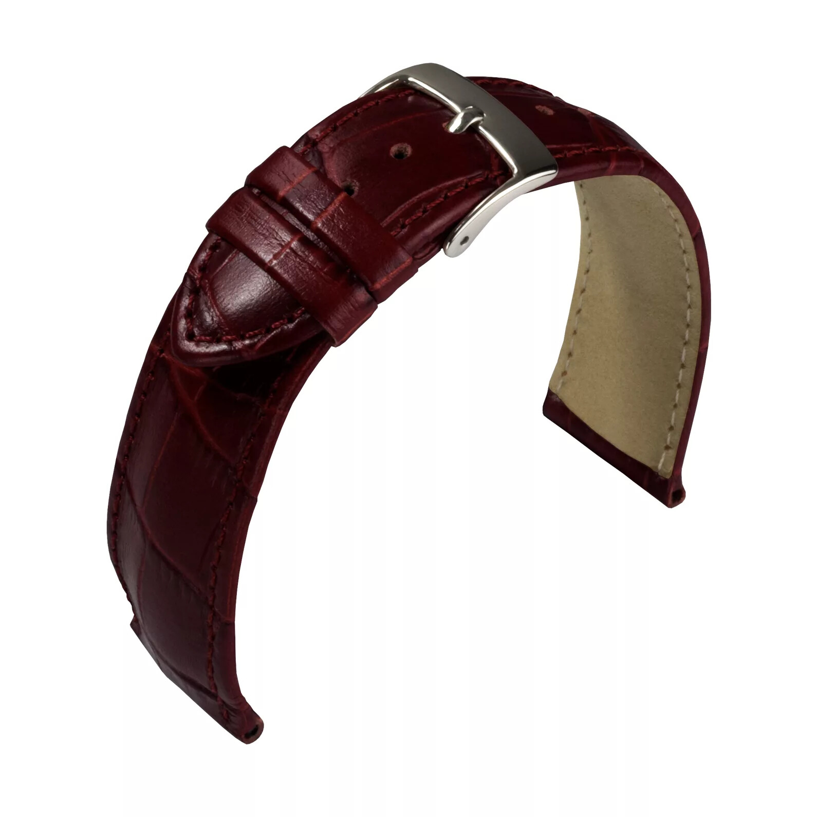 Watch Strap Crocodile Cowhide Burgundy by Barington/Eulit - 8 Widths