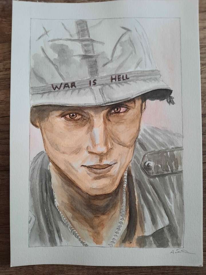  WAR IS HELL  - Watercolour Painting, Vietnam War Comic Art