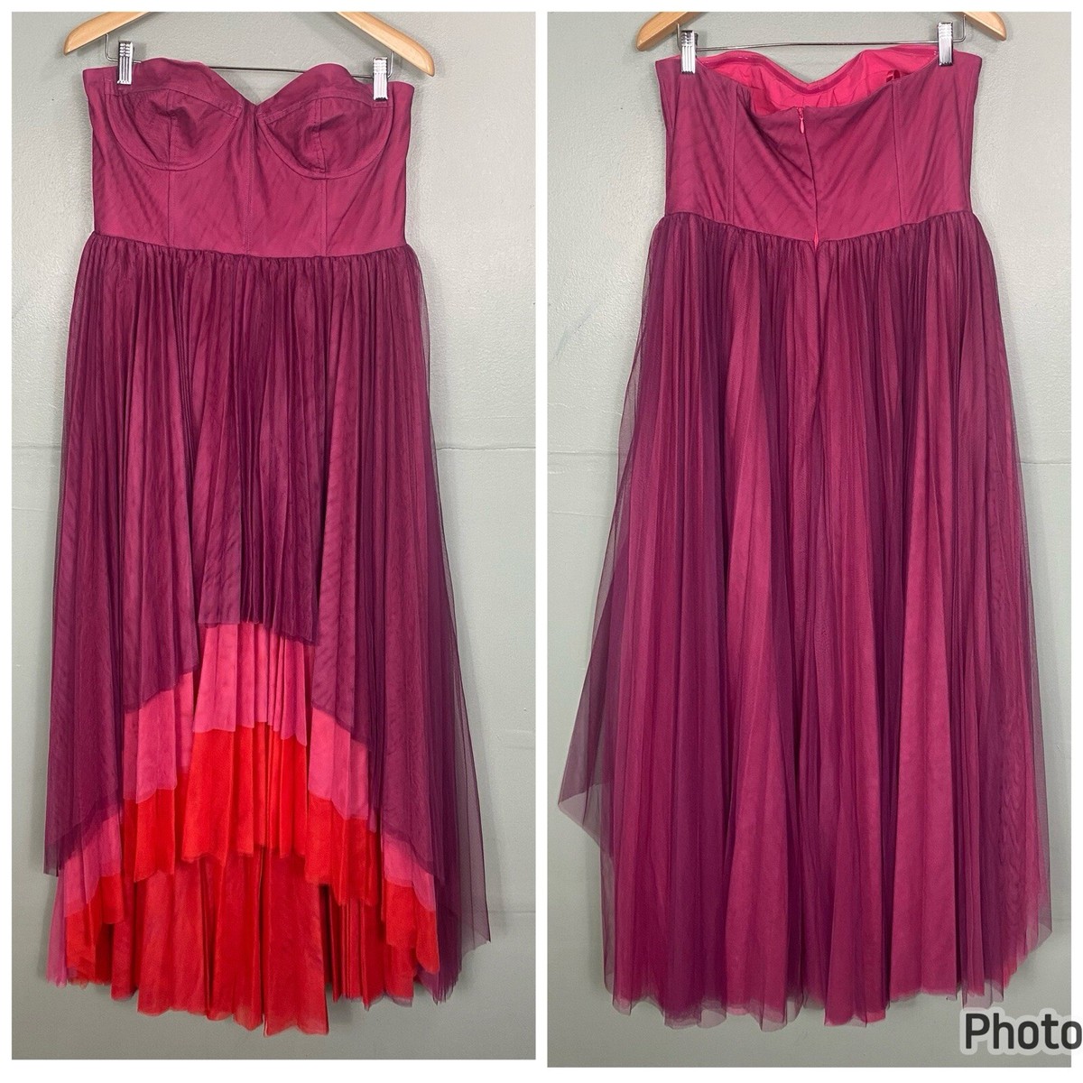 hutch calloway strapless bustier tulle maxi dress Hutch Calloway Strapless Bustier Tulle Maxi Dress
