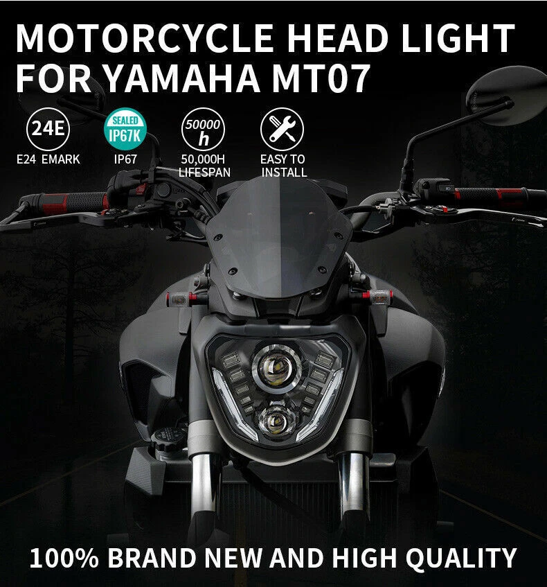 LED Headlight with DRL For 2014-2017 Yamaha FZ07 MT07 MT-07 FZ-07 Plug and Play - Image 4 of 4