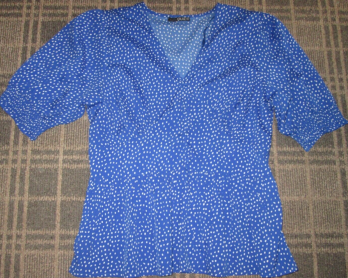 QUIZ LADIES SIZE 14 BLOUSE SHIRT TOP SHORT SLEEVES V-NECK Casual smart work