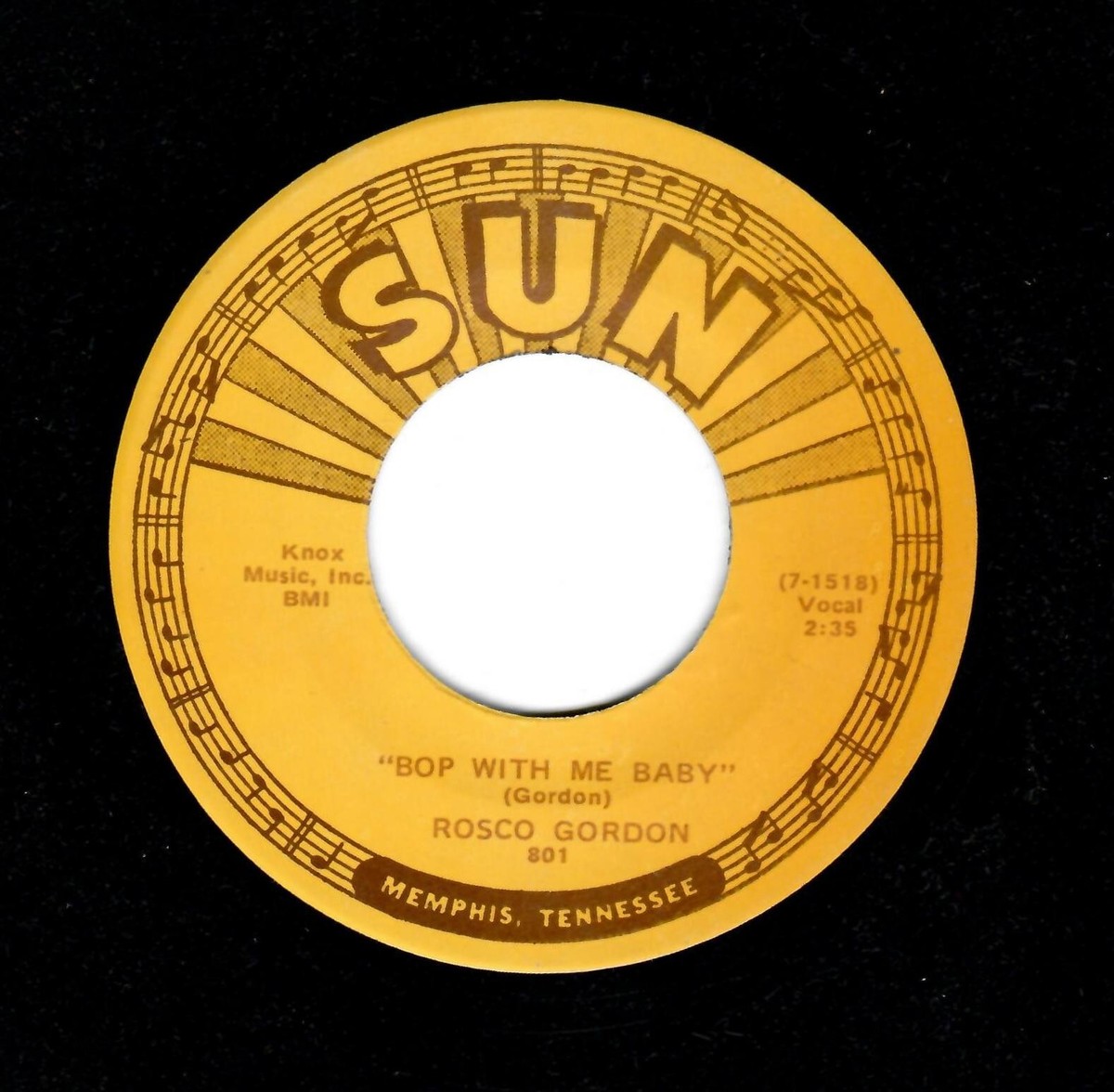 米7” Rosco Gordon Lets Get High / Bop With Me Baby 801 SUN /00080 R & B-ROSCO GORDON-LET'S GET HIGH/BOP WITH ME BABY-SUN 801 | eBay