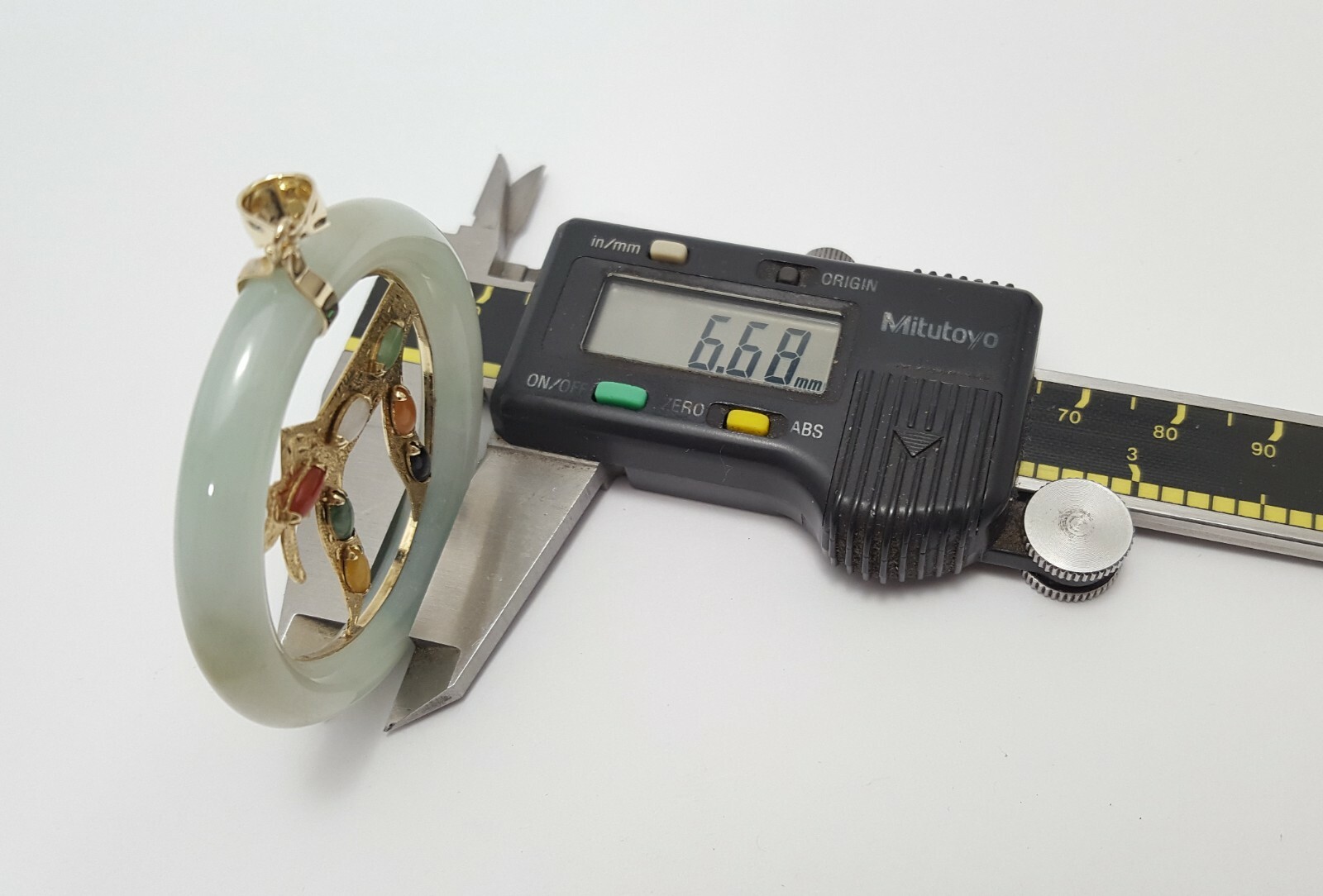 Unique 14K Solid Yellow Gold Large Multi Colored … - image 10