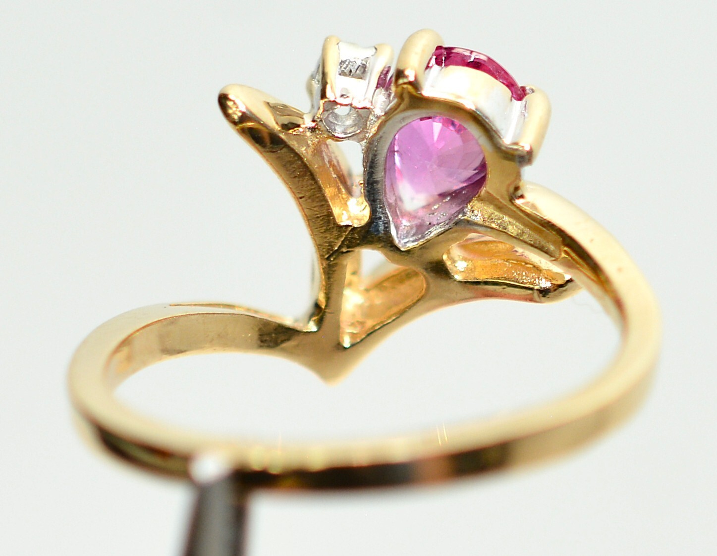 Natural Ruby & Diamond Ring 14K Solid Gold .69tcw… - image 7