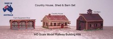 House Barn Equipment Shed = 3 Buildings - Model Railway Building Kit - 1:87 FS4