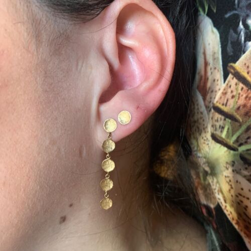 Anne Sportun Mini Hammered Disc Studs 18kyg - Picture 2 of 2