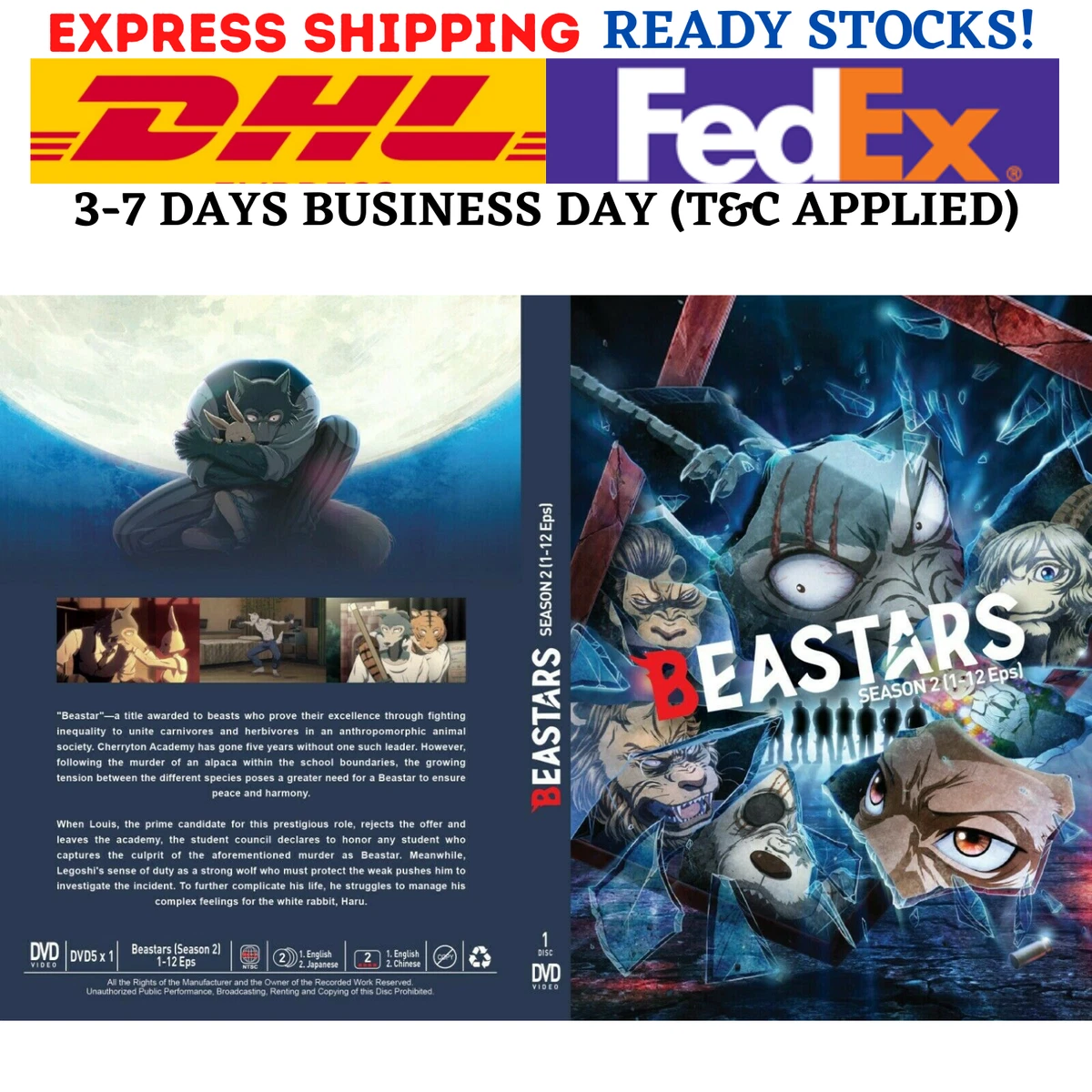 DVD Anime Complete Series Season 2 Beastar (Vol.1 - 12 End) ENGLISH AUDIO + DHL