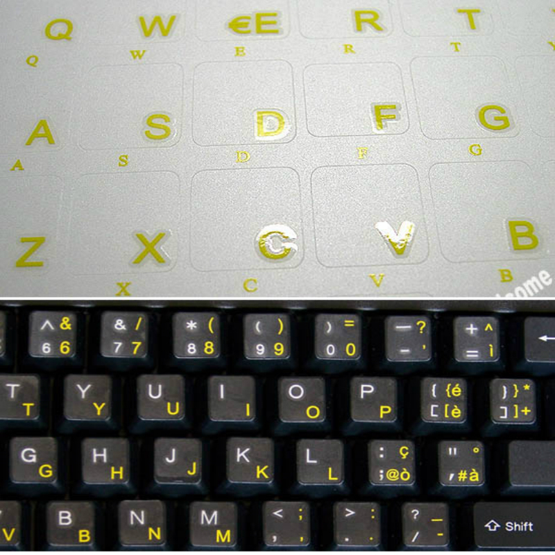 Adesivi Per Tastiera PC, Layout US Qwerty, Colore Bianco, Vinile Sottile E Resistente, Adesivi Per Tasti
