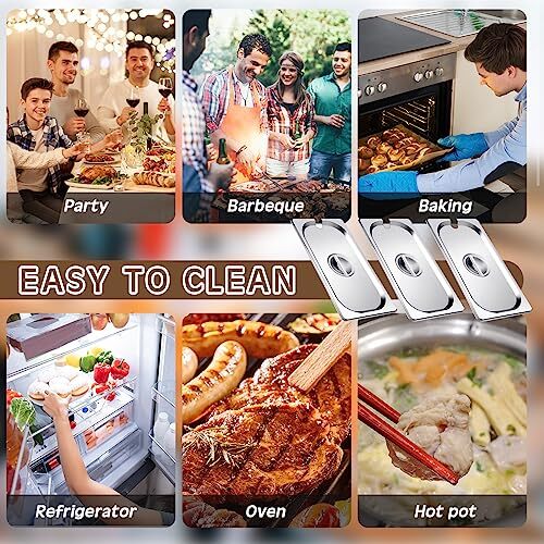 6 Pack 1/3 Steam Table Pan Covers Stainless Steel Hotel Pan Lid with Handle C... - Picture 6 of 7