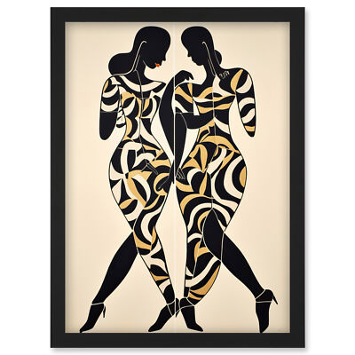 Women with Abstract Pattern Dress Matisse Inspired Framed Wall Art Print A4