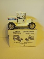 ERTL 1918 Ford Runabout Die Cast Bank with COA - US Mail Delivery Truck