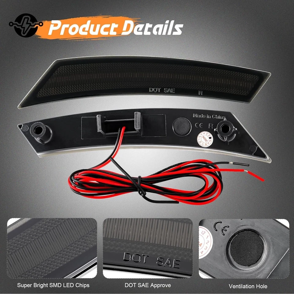 2x White LED Smoked Front Reflector Light Replacement For 2022+ Nissan Frontier - Image 4 of 4