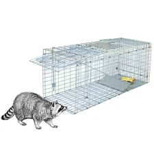 32"x12.5"x12" Humane Live Animal Trap Cage Heavy Duty Steel for Raccoons Skunks