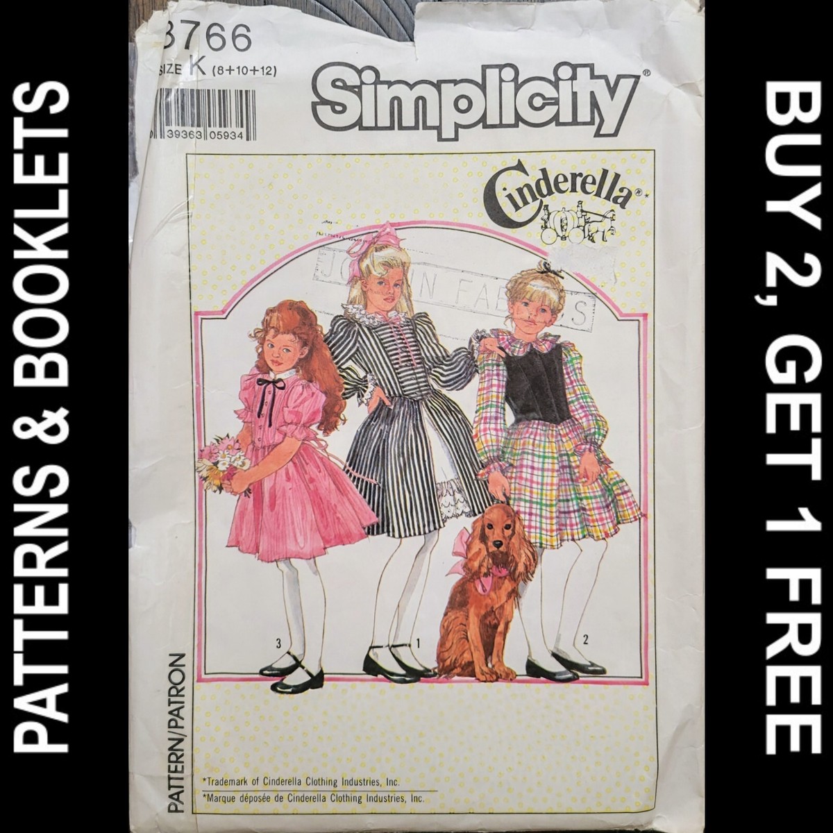 Vtg Cinderella Simplicity Girls' Dress Pattern #8766 Size 8-10-12 CUT to 12