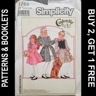 Vtg Cinderella Simplicity Girls' Dress Pattern #8766 Size 8-10-12 CUT to 12