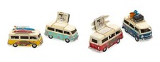 Retro Deko Camping Bus aus Blech mit Bilderrahmen und Blumenmuster 4 Farben