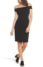 $98 NWOT ELIZA J BLACK OFF THE SHOULDER SHEATH DRESS SIZE 8
