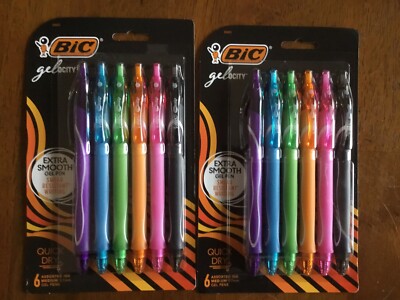 Bic Gel-ocity Gelocity Gel Pen Medium 0.7mm Assorted Colors 6 Count Lot Of 2