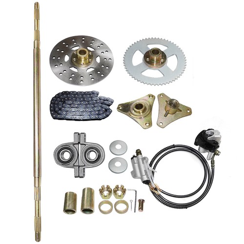 Rear Axle Kit+T8F 58T Chain+Brake Assembly+Pillow Blocks For Go Kart ATV Quad US - Picture 2 of 12