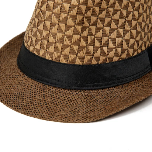 Herren Sommer Stroh Fedora Mütze Trilby kubanische Sonnenkappe Panama kurze Krempe Mütze - Bild 13 von 21