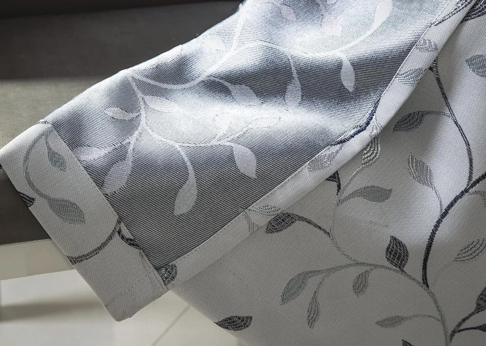 Cortinas florales con ojal bordado de hojas cortinas superiores, 2 paneles, 52x84 pulgadas, gris Foto 2 de 3