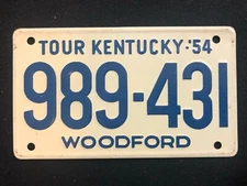 1953-54 General Mills Wheaties Tin Mini Bicycle License Plate - Kentucky
