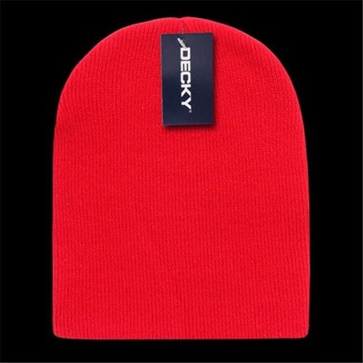 Decky 614-RED Acrylic Short Knit Caps- Red