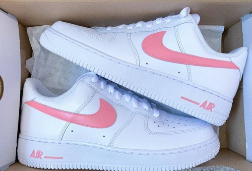 Nike Air Force 1 Custom Low Pink Swoosh Casual Womens Shoes Mens Womens Kids - Picture 5 of 22