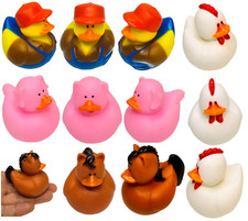 Around the Farm Rubber Ducks 12 Pack Farmer, Chicken, Pig, Horse Figure Duckie