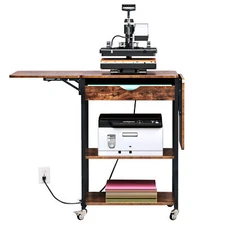 Mobile Heat Transfer Machine Stand w/ Charging Station Heat Press Storage Table