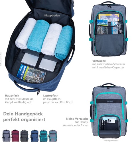 Rucksack Handgepäck Rucksack IATA Herren Elephant Travel Fly 13029 Anthrazit - Bild 12 von 24